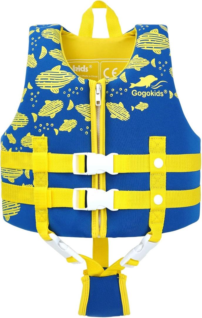 Gogokids Toddler Swim Vest, Kids Floaties  Boys & Girls Buoyancy Jacket for Pool & Beach, Fits 2-8 Years / 22-60 lbs (Yellow Whale)