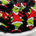 12 Pcs Christmas Silicone Focal Bead Cute Loose Beads Accessory for DIY Keychains Bracelet Necklace Pens Lanyard Making