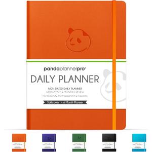 Panda Planner Pro 2026 - A4 6 Month Daily, Weekly & Monthly Planner for Productivity  Large 8.5x11 Undated Day Planner, Goal Planner, Project Organizer & Habit Tracker Notebook  Orange