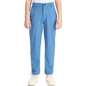 DEVOROPA Youth Boys Golf Pants Stretch Flat Front Dress Athletic Casual Pants School Uniform Chino Twill Pants Pockets (Blue, XL)