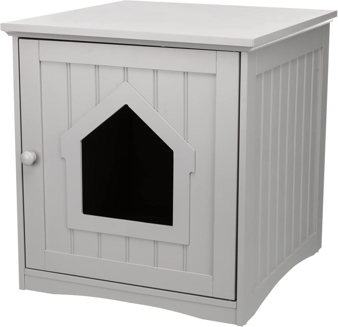 TRIXIE Small Litter Box Enclosure - Indoor Furniture for Cats - Use to Cover Litter - Add a Bed for a Retreat - Gray