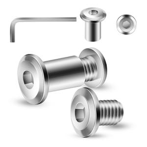 5/16-18 x 3/8" 20Pcs Flat Head Hex Socket Cap Screws Bolts Barrel Nuts Kit, 304 Stainless Steel 18-8, Full Thread by SG TZH (with Hex Spanner)