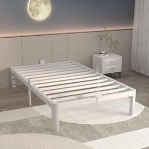 ITIMIDI 12 Inch White Twin Bed Frames, Metal Twin Size Platform Bed Frame with Round Corner Legs, Heavy Duty Steel Support 3500 LBS, Storage Space, No Box Spring Needed, Noise Free, Easy Assembly