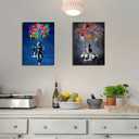 Framed Banksy Street Graffiti Wall Art Decor Large Abstract Pictures Canvas Painting Prints Colorful Modern Contemporary Poster Artwork Stretched for Wall Home Bathroom Bedroom Living Room Ready Hang