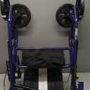 Drive Medical 10257BL-1 4 Wheel Rollator Walker With Seat, Steel Rolling Walker, Height Adjustable, 7.5" Wheels, Removable Back Support, 300 Pound Weight Capacity, Blue