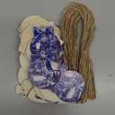 40 Pcs Christmas Chinoiserie Ornaments Blue and White Porcelain Wooden Flat Decoration Christmas Tree Ornaments Chinoiserie Hanging Decor Porcelain Pendants for Small Xmas Tree Decor(Creative)