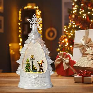Christmas Snow Globe Lantern - Glitter Lighted Christmas Decorations for Home with Music, Snowman Christmas Tree Lighted Scene Lantern USB or Battery Powered, Light Up Snowglobe Christmas Dcor