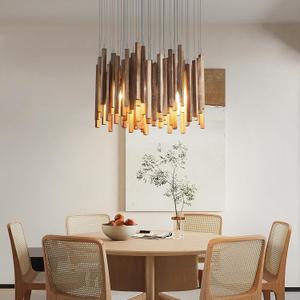 8 Light Farmhouse Wood High Ceiling Chandelier Rustic Large Ceiling Light Fixture Hanging Pendat Light for Dining Room Living Room Foyer Staircases Kitchen Island.