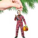 Halloween Dolls Pendant Horror Toys Zombies Skeleton Dwarf Decoration Car Rear View Mirror Pendant Hanging Festival Gifts, Red