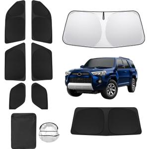 8pcs Car Window Shades for Toyota 4Runner 2010-2024 Accessories,Windshield Sun Shade Side Rear Full Sunshade,Sun Visor UV Blocking, Privacy Protection and Blackout for Camping Outdoor