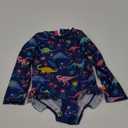 Bathing Suits Toddler Girl Dinosaur Print Long Sleeve Zipper with Headdress 1 Swimsuit Suit for 5 Girls, Blue