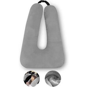 Travel Pillow, Travel Pillow for Kids, Sleeper Hold Pillow Travel, Removable U-Shaped Pillow for Adults and Children to Support Head and Body in The Back Seat of Long Car Trips (Gray) (Grey)