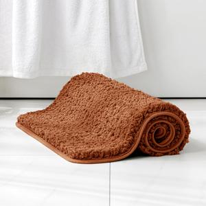 MIULEE Burnt Orange Extra Thick Non Slip Bathroom Rug Shaggy Soft Bath Mat Plush Microfiber Absorbent Water for Shower Tub Machine Washable (16x24 Inches)