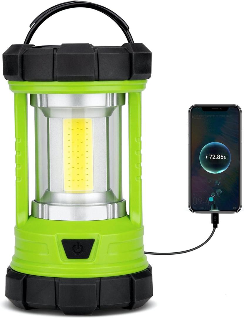 Camping Lantern 3000LM, LED Lanterns for Power Outages with 4400mAh Phone Charger, Impact-Resistant Rechargeable Lantern, 5 Light Modes Waterproof Lantern for Hurricane Emergency(Pale Green)