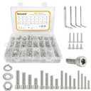 M6 M5 M4 M3 Metric Screw Assortment, Metric Bolts and Nuts Kit（with Lock&Flat washers・Wrenches） Socket Head Cap Screws 304 Stainless Steel Hex Head Metric Screws Assortment Set with Case