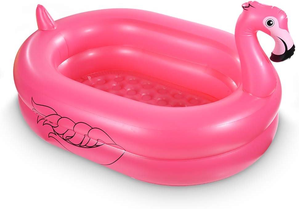 Kiddie Pool, Inflatable Pool, Flamingo Swimming Pool with Inflatable Soft Floor for Outdoor, Indoor, Backyard (60 in)
