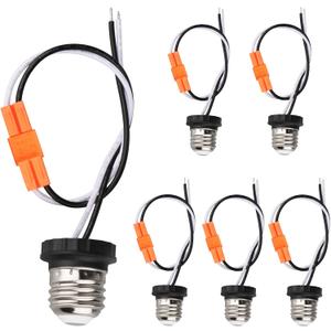 Helunsi E26 Socket Adapter, 6 Pack Light Bulb Socket Pigtail, Screw in Male Light Socket Pigtail, E26 Medium Base Recessed Light Socket Adapter for LED Ceiling Light Downlight Outlet Converter Socket