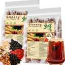 Ginseng Five Treasures Tea - Kidney Tea Formula Ginseng Six Treasure 6 Ingredients Wubao Herbal Red Date Natural Chinese Cleanse for Men Women (2Pack-50Bags)