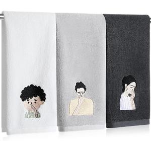 SmoothNovelty 3 Pcs Hand Towels for Bathroom Warm Family Embroidered Decorative Towel 100% Cotton Soft Absorbent Preppy Bathroom Kitchen Decor Bridal Shower Wedding Gift, 13.4 x 29.5 Inch