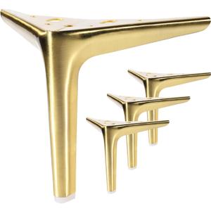 6 Inch Brushed Gold Furniture Legs, Metal Set of 4 for Sofa, Cabinet, Ottoman, Table, Night Stand and Dresser - DIY Replacement