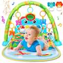 UMIKU Baby Gym Play Mats Baby Tummy Time Mat Musical Activity Center for Newborn Infant Piano Babies Play Mat Music & Light Newborn Infant Gifts for Babies 0-3 6 9 12 Months Dinosaur Style (Green)