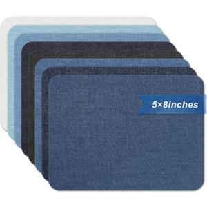 Azobur Iron on Patches for Clothing Repair, 8 Pcs Jean Patches for Inside and Outside, Sew on Iron on Denim Patches for Jeans Kits 5"x 8"Eight Colors