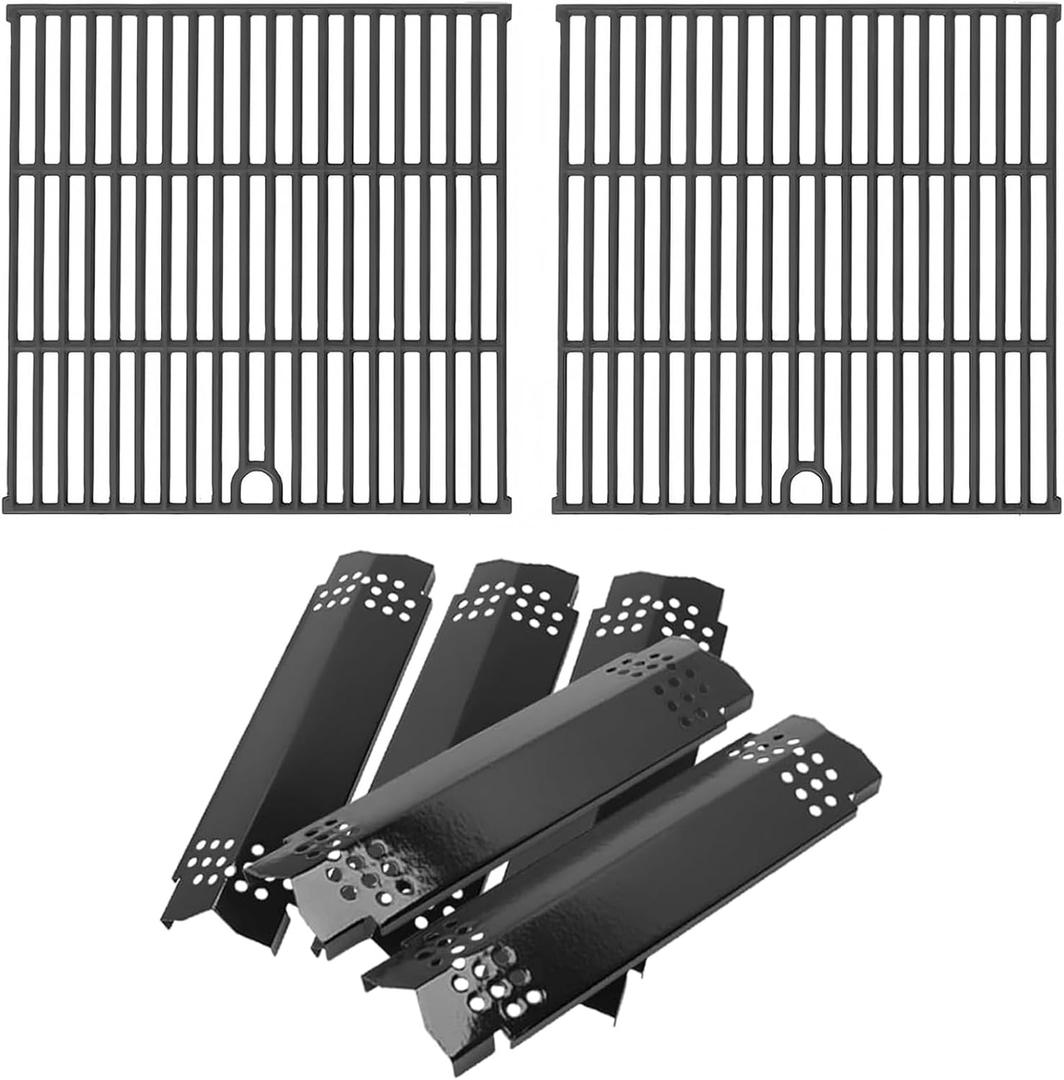 BQMAX Grill Grates Replacement for Nexgrill 5 Burner 720-1046 720-1046A, Cooking Grate Replacement for Nexgrill Replacement Parts 5 Burner, Cooking Grate, Heat Shield Kit for Nexgrill 720-1046, 17 1/8" kit