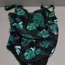 Tempt Me Women Ruched Slimming One Piece Swimsuits Tummy Control Vintage Bathing Suits (XX-Large, Black Green-leaves)