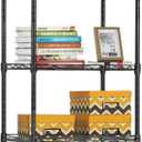 Adjustable NSF-Certified Metal Shelf Wire Shelving Unit Storage for Small Places Restaurant Garage Pantry Kitchen Garage Rack (Black, 16.7L11.8W47.6H)