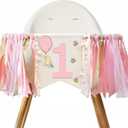Winnie Pink One High Chair Banner for 1st Birthday Decorations Baby Girl Classic Winnie Banner for First Birthday Decorations