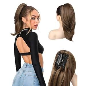 Ponytail Extension 16 Claw Clip in Ponytail Hair Extensions Natural Soft Synthetic High Pony Tail Hairpieces for Women , 16 inch)