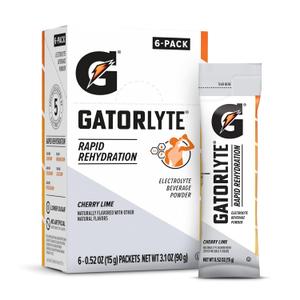 Gatorlyte Powder Cherry Lime, makes 16.9oz serving, net weight 3.1 oz (Pack of 6) (EXP 09/03/26)
