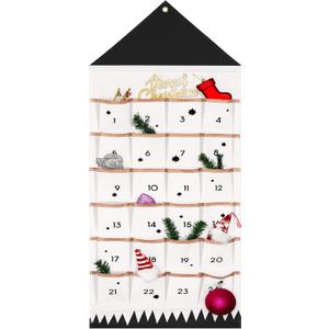 Christmas Advent Calendars with 24 Pockets Countdown Calendar DIY Xmas Reusable Canvas Wall Hanging Bag for Home Holiday Decorations