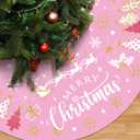 Capoda Christmas Tree Skirt 48 Inch Short Plush Xmas Tree Mat Merry Christmas Tree Collar for Winter Holiday Home Room Christmas Tree Decorations Supplies (Pink)