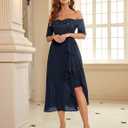 BeryLove Sequin Formal Wedding Guest Prom Party Dress Off Shoulder Cocktail Sparkly Midi Evening Dress (Black, S)