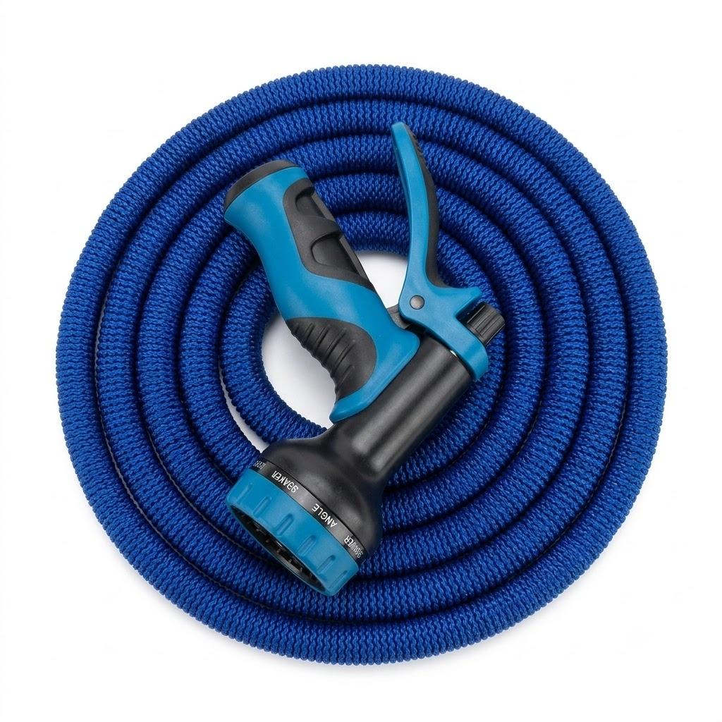 Expandable Garden Hose 150 ft Water Hose with 10 Function Spray Nozzle, Lightweight Flexible Hose with 3/4 Inch Solid Fittings and 4-Layer Latex Core, 150ft Retractable Stretch Hose (Blue)