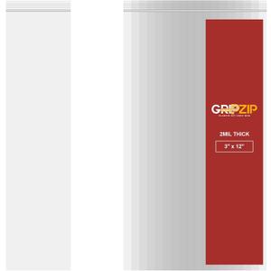 200 Pcs 3"x 12" Clear Plastic Reclosable Zip Poly Bags | 2 Mil Thick Durable and Versatile Bags for Travel, Storage, Organization, Shipping | Heavy Duty Baggies with Resealable Zip