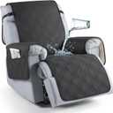 TAOCOCO 100% Waterproof Recliner Chair Cover, Recliner Cover Stay in Place for Recliner Chair with Pocket, Reclining Dog Chair Cover Furniture Protector for Kids, Pets(23.6'', Charcoal Gray)