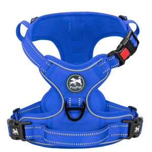 PoyPet No Pull Dog Harness, No Choke Front Lead Dog Reflective Harness, Adjustable Soft Padded Pet Vest with Easy Control Handle for Dogs (Blue,S)
