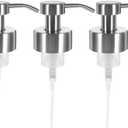 3Pcs Thread Mouth Foaming Soap Dispenser Pump Stainless Steel Replacement Lotion Shampoo Bottle Pumps for Bathroom Countertop