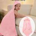 Muslin Hooded Baby Bath Towels - 3 Pack 100% Cotton Ultra-Soft Towels for Newborns, Infants, Toddlers - 32x32 Inch - Highly Absorbent, Quick-Dry Essentials for Bath Time, Beach, Pool, Pink Series
