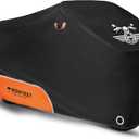 Motorcycle Cover Waterproof Outdoor Storage with Lock-Holes, Zipper Storage Bag & Night Reflective Design, All Season Protection Powersports Vehicle Covers Fits up to 96.5" Motorcycles (210D Orange)