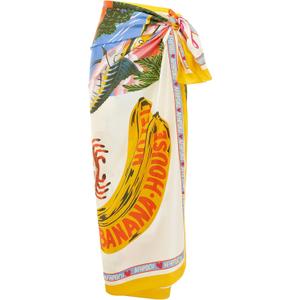 Women's Beach Swimwear Printed Long Sarong Coverups Bathing Suit Pareo Large Pashmina Wrap Skirt (One Size, Yellow)