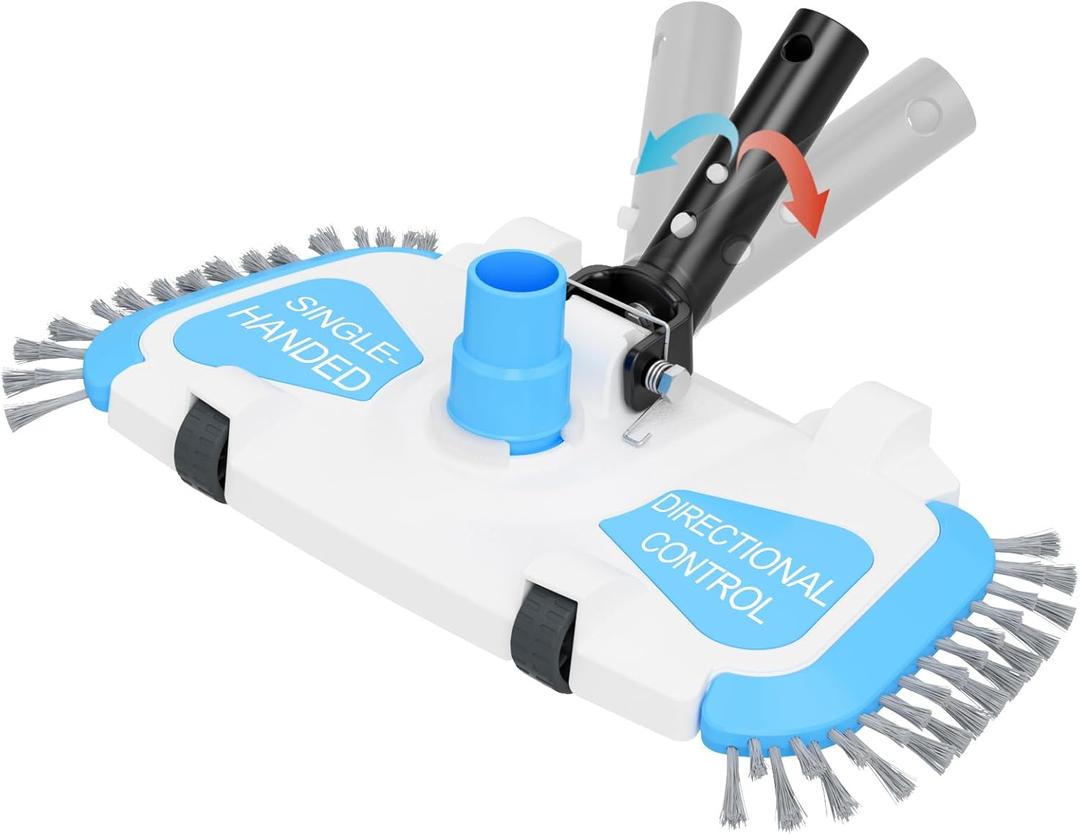 Enhanced Pool Vacuum Head with Direction-Control Swivel Handle, Stable-Maintain Spring, Vinyl Pool Vac with Wheels, Side Brush and Bottom Brush for Inground & Above Ground Pools (Rectangle)