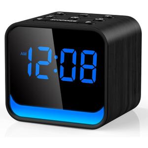 HOUSBAY Wooden Radio Alarm Clock - Dimmable Display for at-a-Glance Clock, Sleep-Friendly Light, Natural Alarm & Premium FM Radio for a Gentle Wake-Up