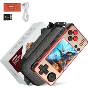 Miyoo A30 Retro Handheld Game Console,Portable Game Emulator with Storage Case,2.8" IPS Screen,Compatible with Many Types of Classic Games.(Glod & Red 64G)
