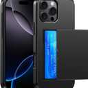 Wallet for iPhone 16 Pro Max Case with Card Holder Dual Layer Military Grade Protective Shockproof Hidden Card Slot Slim Fit Phone Cover - Black