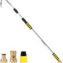 12FT (20ft Reach) Telescopic Gutter Cleaning Tools from the Ground, Rain Gutter Cleaners Tool with Hose Copper Attachment, Long Reach Gutter Cleaner Wand with Extension Pole