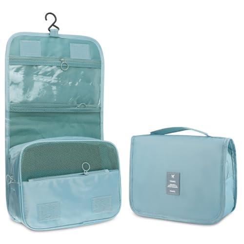 Motroce Foldable Hanging Travel Toiletry Bag,Waterproof Portable Travel Bags, Multifunction Travel Makeup Cosmetic Bag Organizer with Hanging Hook (Blue)