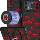 Buleens for Moto G 5G 2024 Case 6.6 Inch - with Ring Stand & Camera Cover Aesthetic Cute Designed for Women Girls Girly Pretty Kawaii Cherry Phone Case for Motorola G 5G 2024 Compatible with Magsafe
